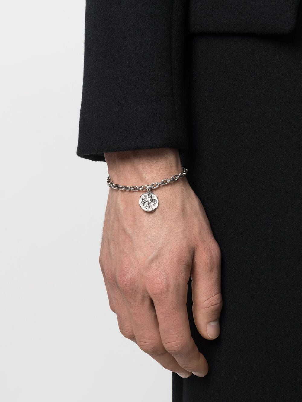 Shop Emanuele Bicocchi Lily Coin Bracelet In Silver