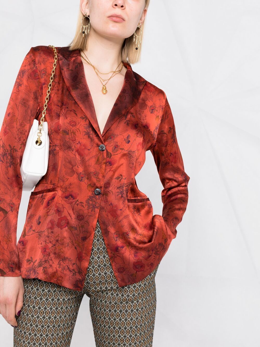 фото Avant toi floral-print stretch-silk satin blazer