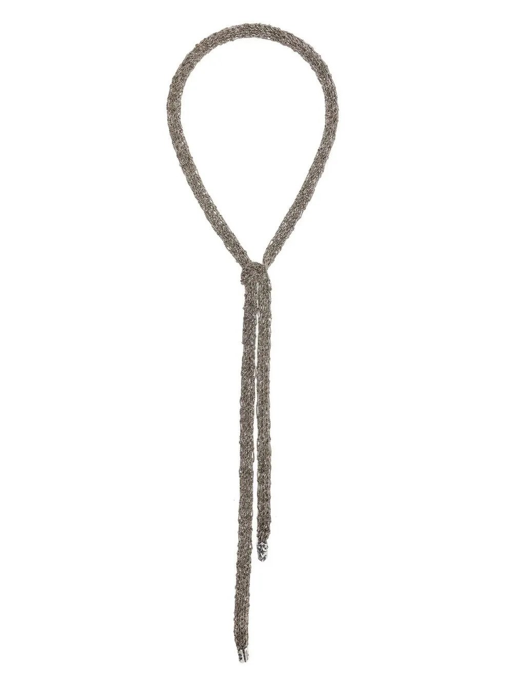 Shop Emanuele Bicocchi Crocheted Tie Necklace In Silver