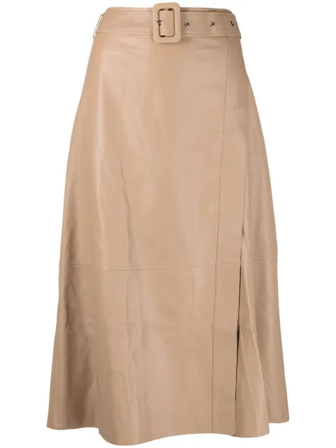 Arma A-line leather midi skirt