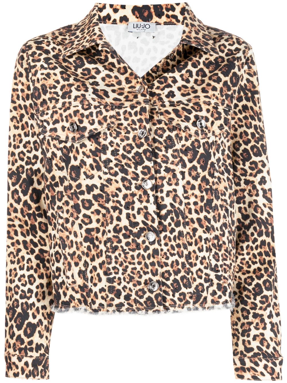 Image 1 of LIU JO leopard-print raw-cut jacket