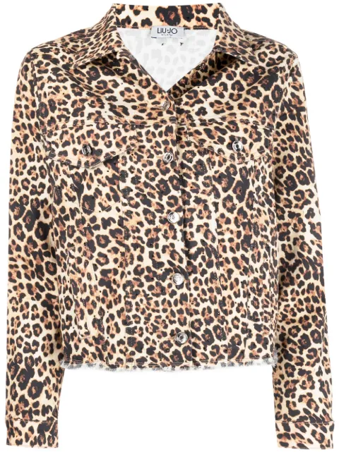 LIU JO leopard-print raw-cut jacket