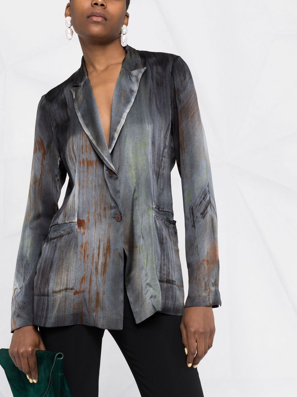 фото Avant toi paint-print stretch-silk blazer