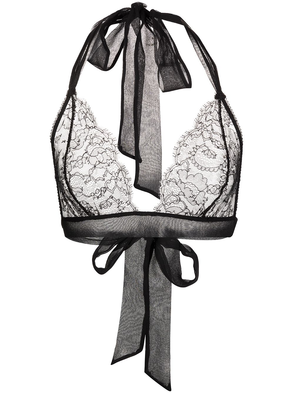 Kiki De Montparnasse Tie-fastening Lace Triangle Bra In Black