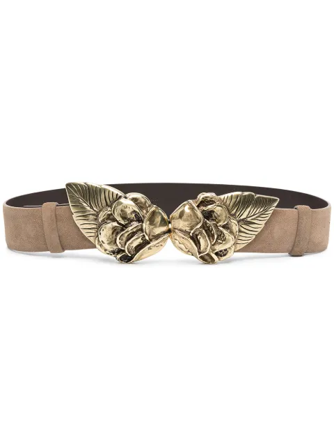 Alberta Ferretti leaf-plaque suede belt