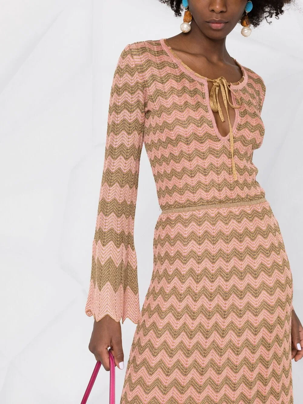 фото M missoni трикотажное платье макси с узором