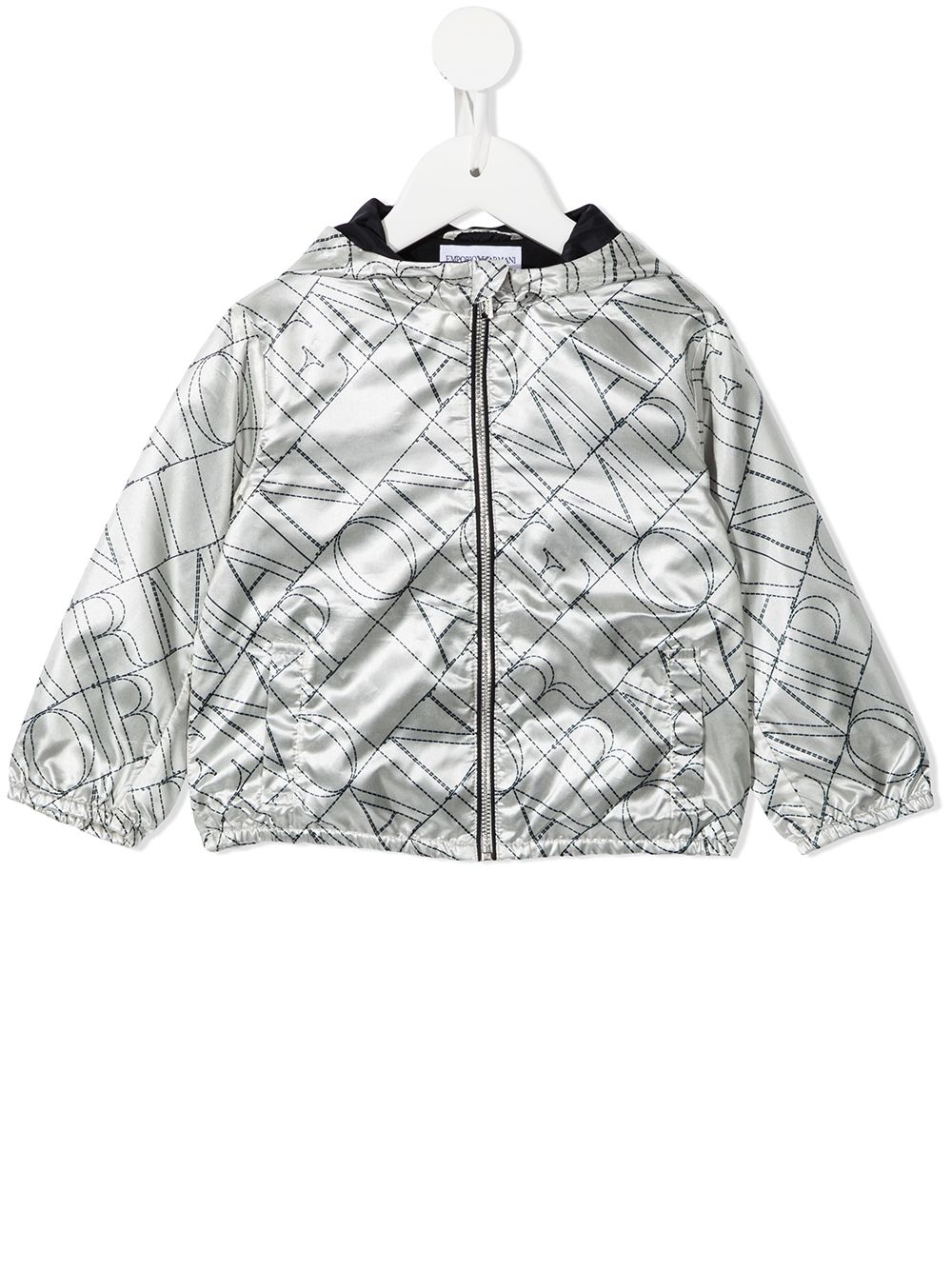Emporio Armani Babies' Logo-print Hooded Jacket In Silver