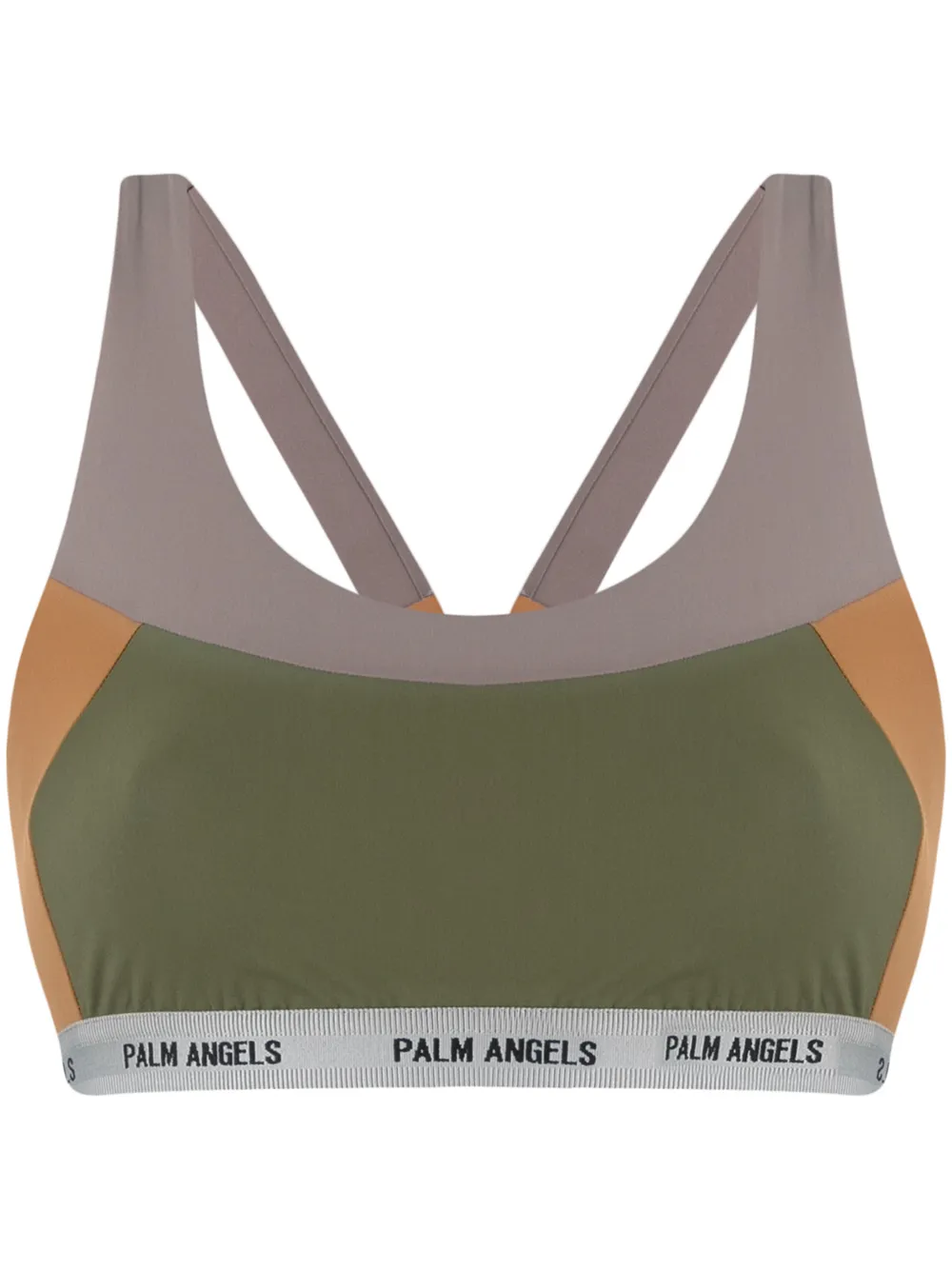 Palm Angels Colour-block Panelled Sports Bra In Grey