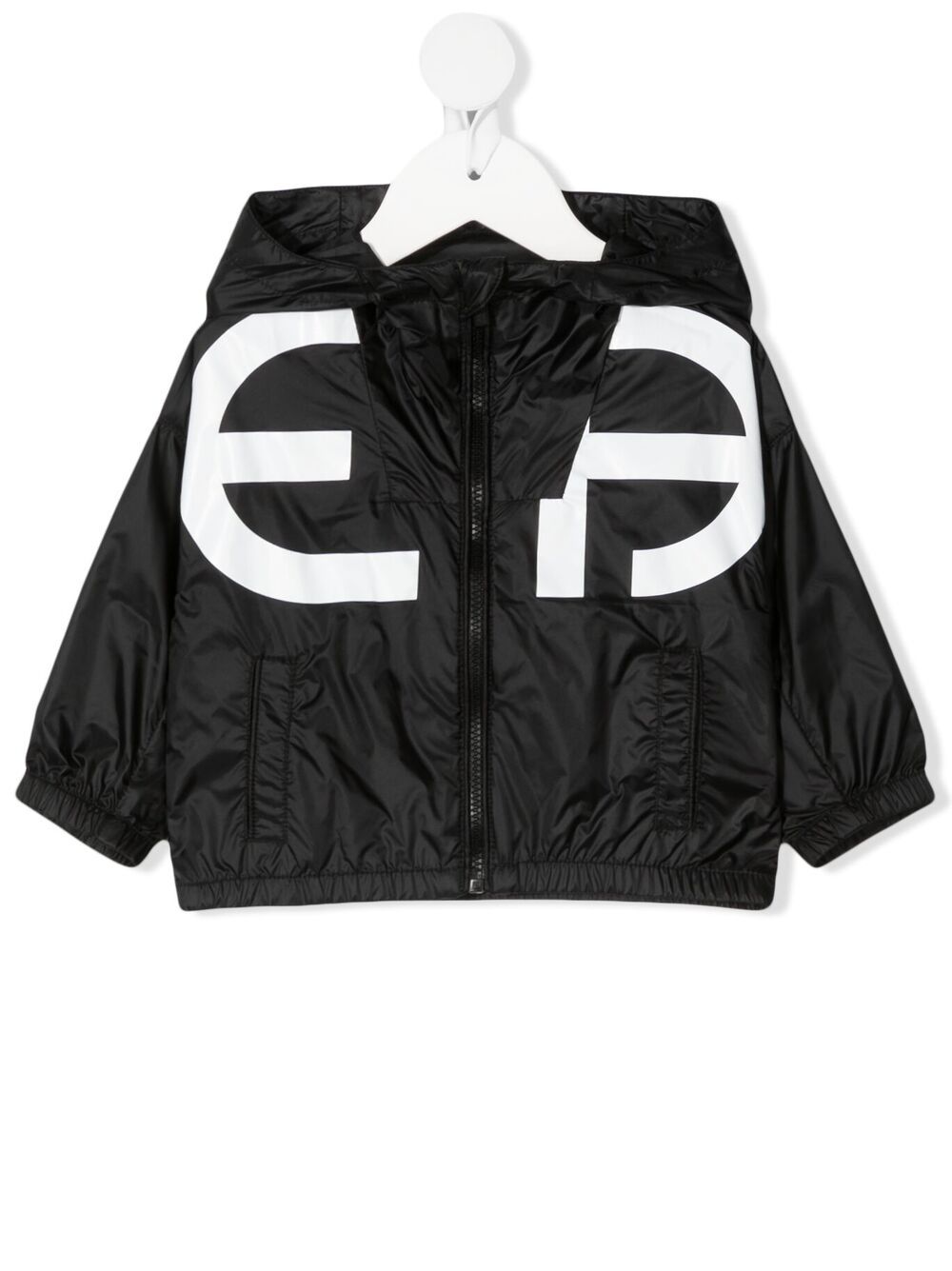 Emporio Armani Babies' Logo-print Hooded Jacket In 黑色