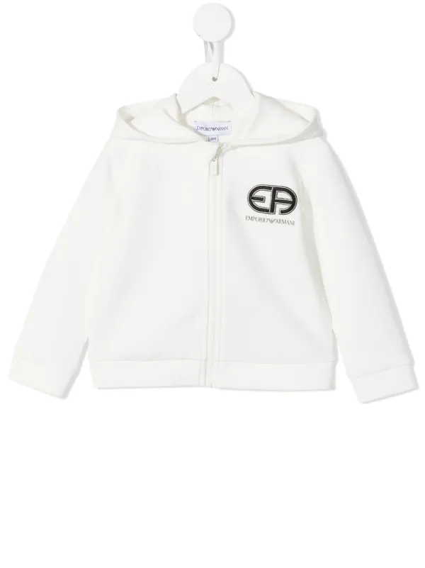 Shop Emporio Armani Kids embroidered logo zip-up hoodie with Express  Delivery - FARFETCH