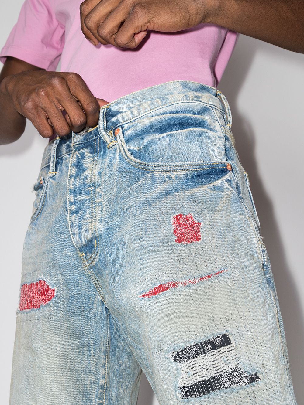 Shop Purple Brand Distressed Denim Shorts In Blau