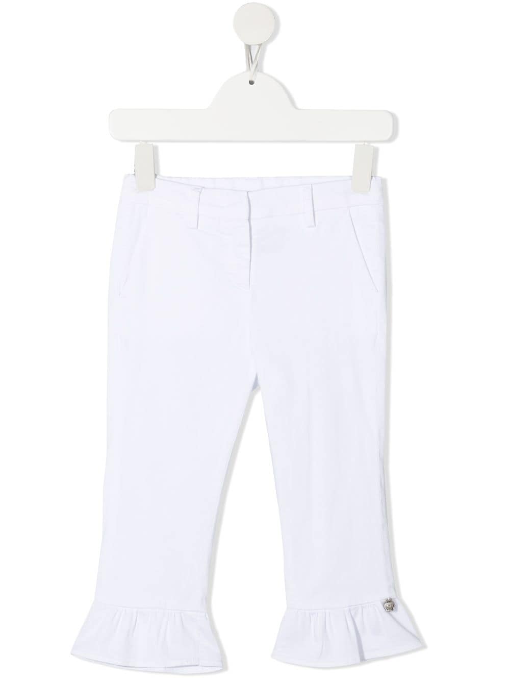 Simonetta Kids' Ruffle Hem Cotton Trousers In White