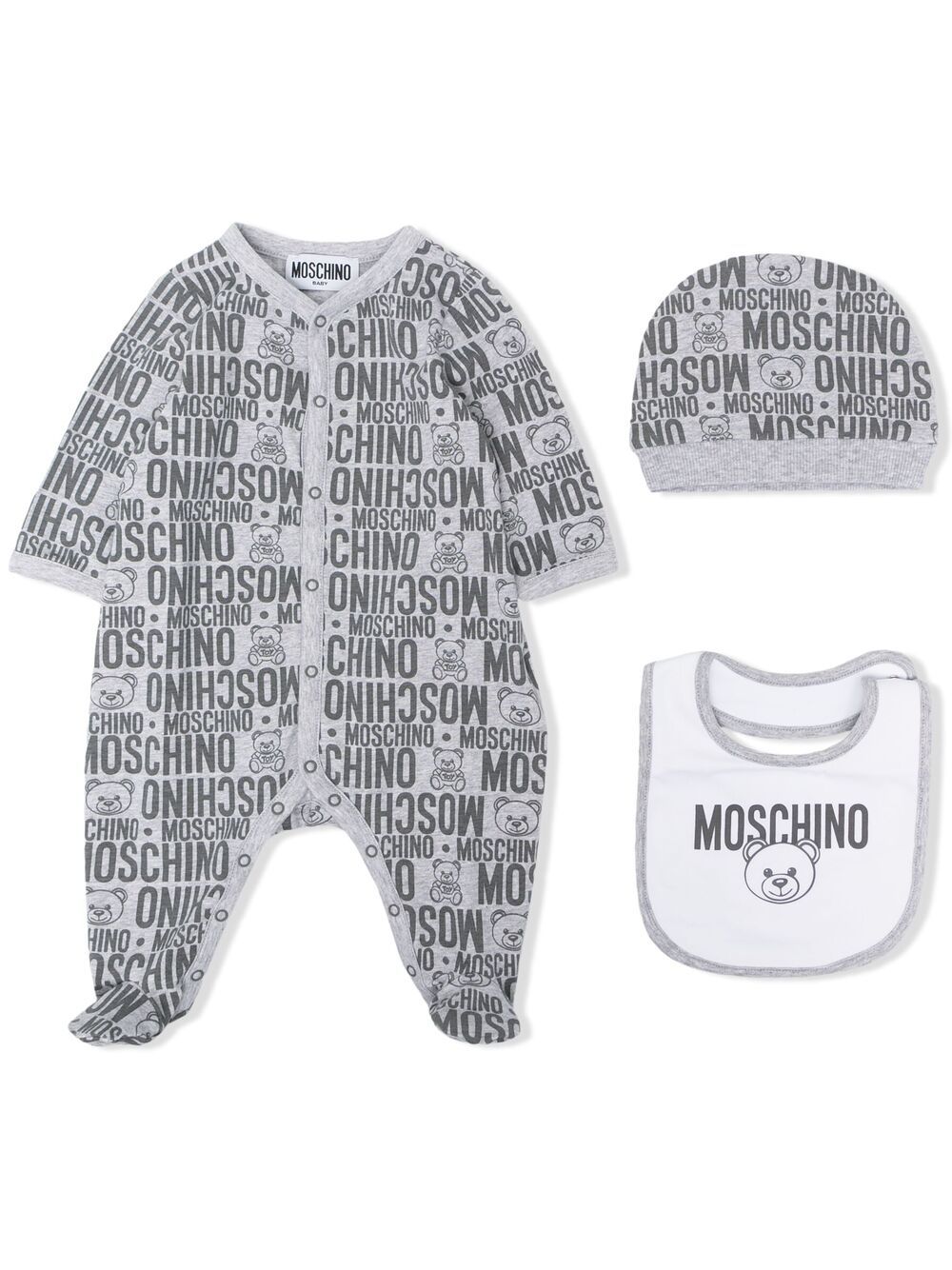 фото Moschino kids комплект из комбинезона и шапки с нагрудником