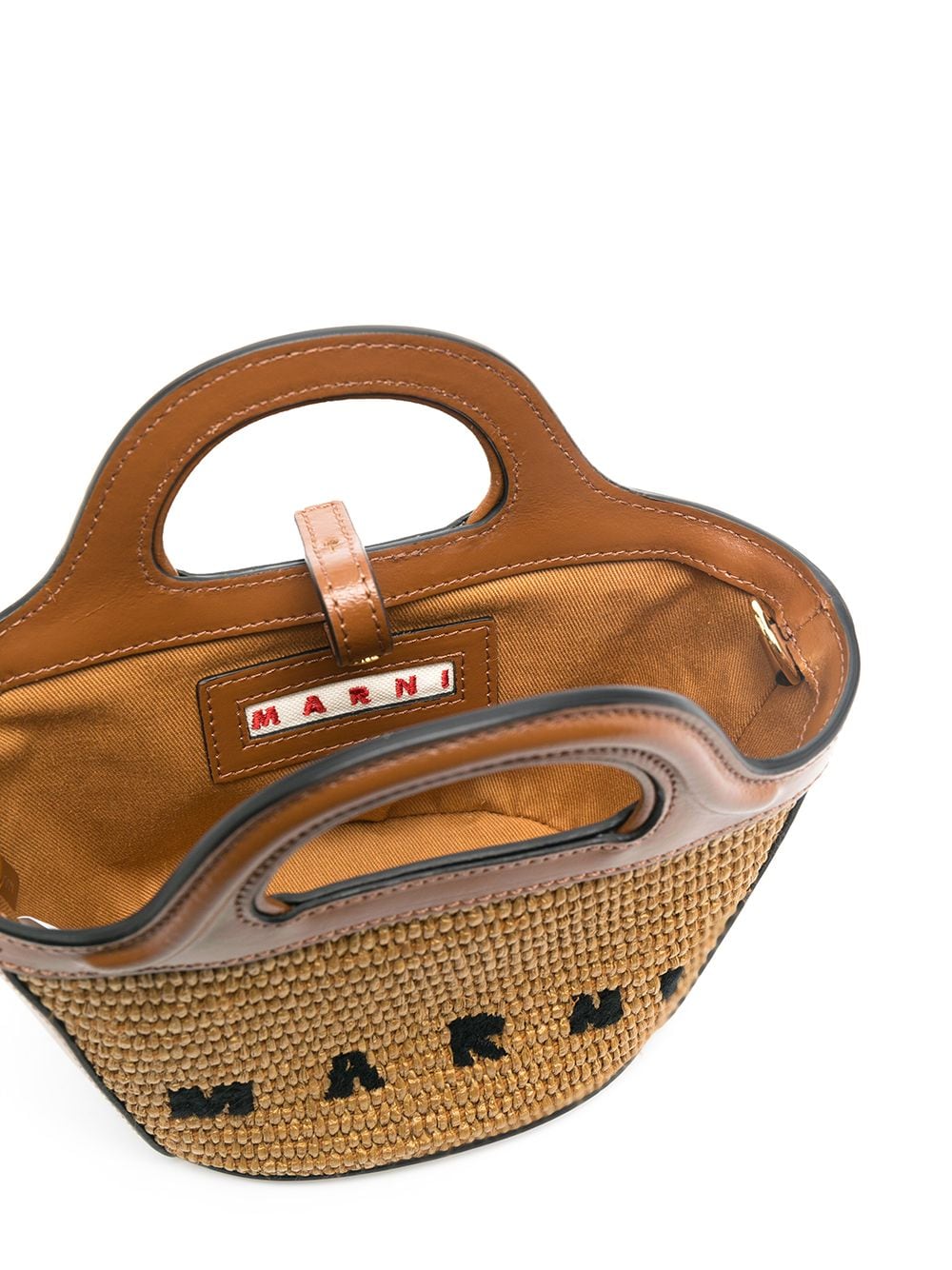 Logo Small Raffia Tote Bag in Orange - Marni