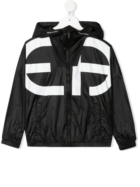 Emporio Armani Kids logo-print hooded jacket
