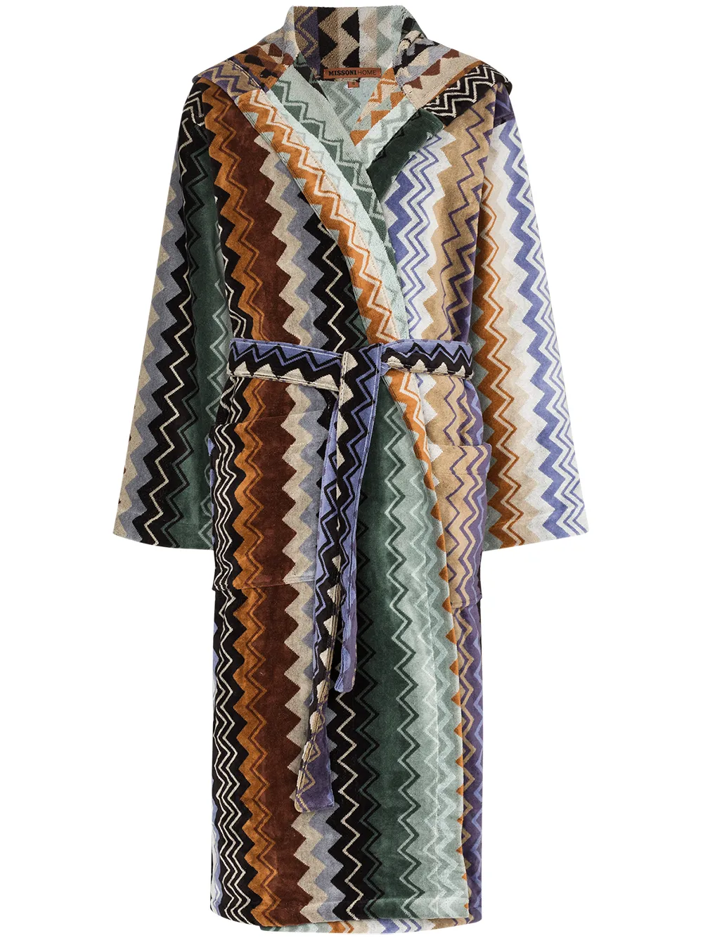 Shop Missoni Giacomo Belted Hooded Bathrobe In Blue