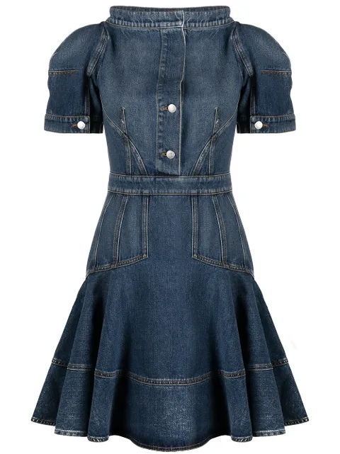 Alexander McQueen puff-sleeve denim dress