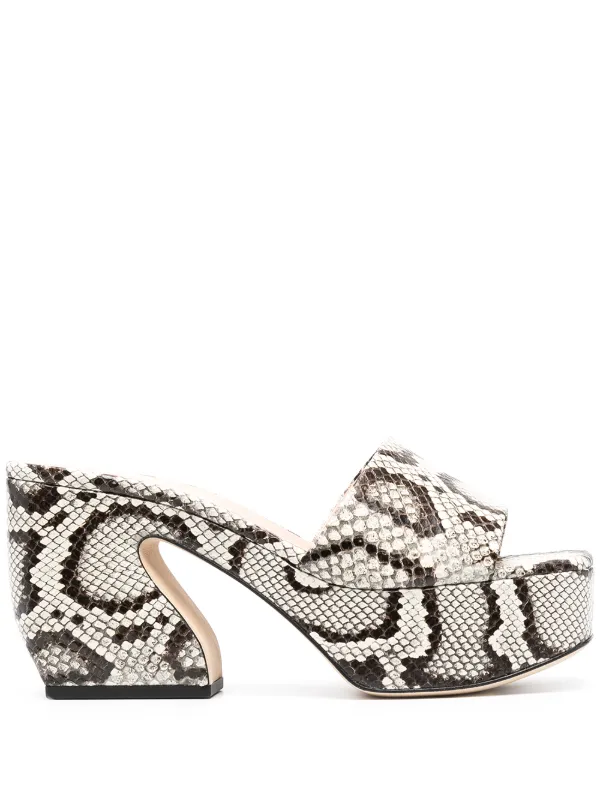 snakeskin slip on sandals