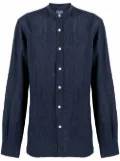 Barba band-collar linen shirt - Blue