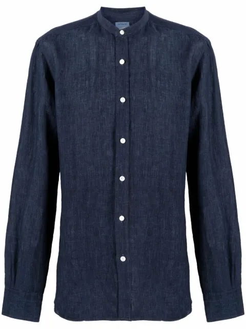 Barba band-collar linen shirt