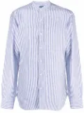 Barba band-collar striped linen shirt - White