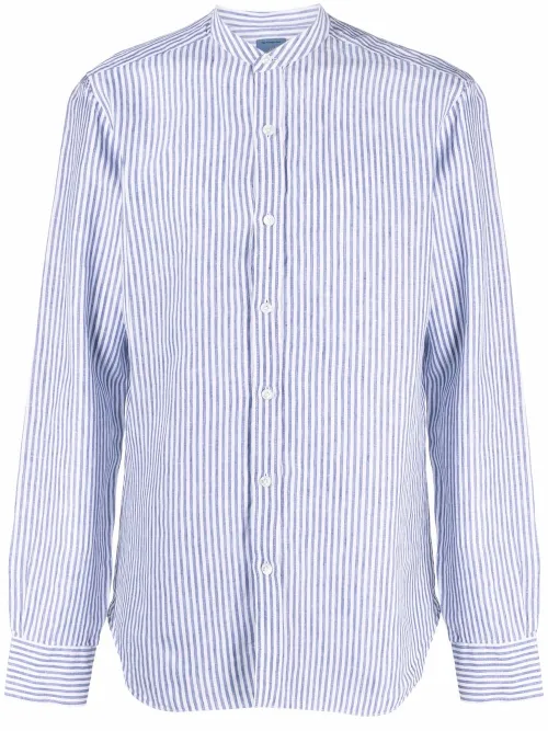 Chemise rayée en lin à col officier - Barba - Modalova