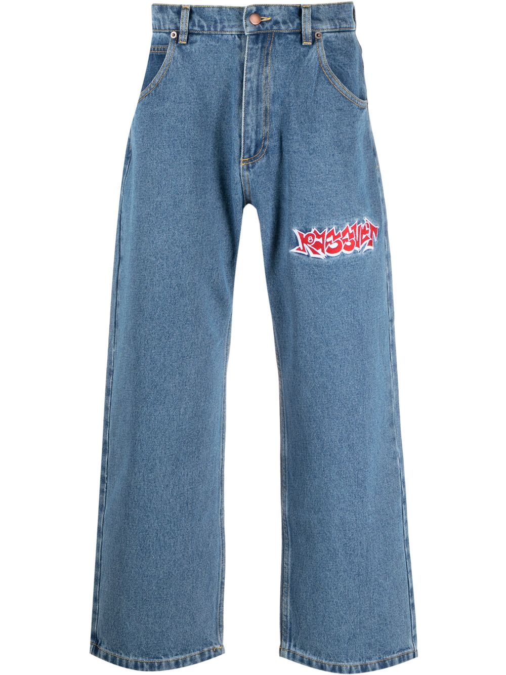 фото Paccbet широкие джинсы с вышивкой
