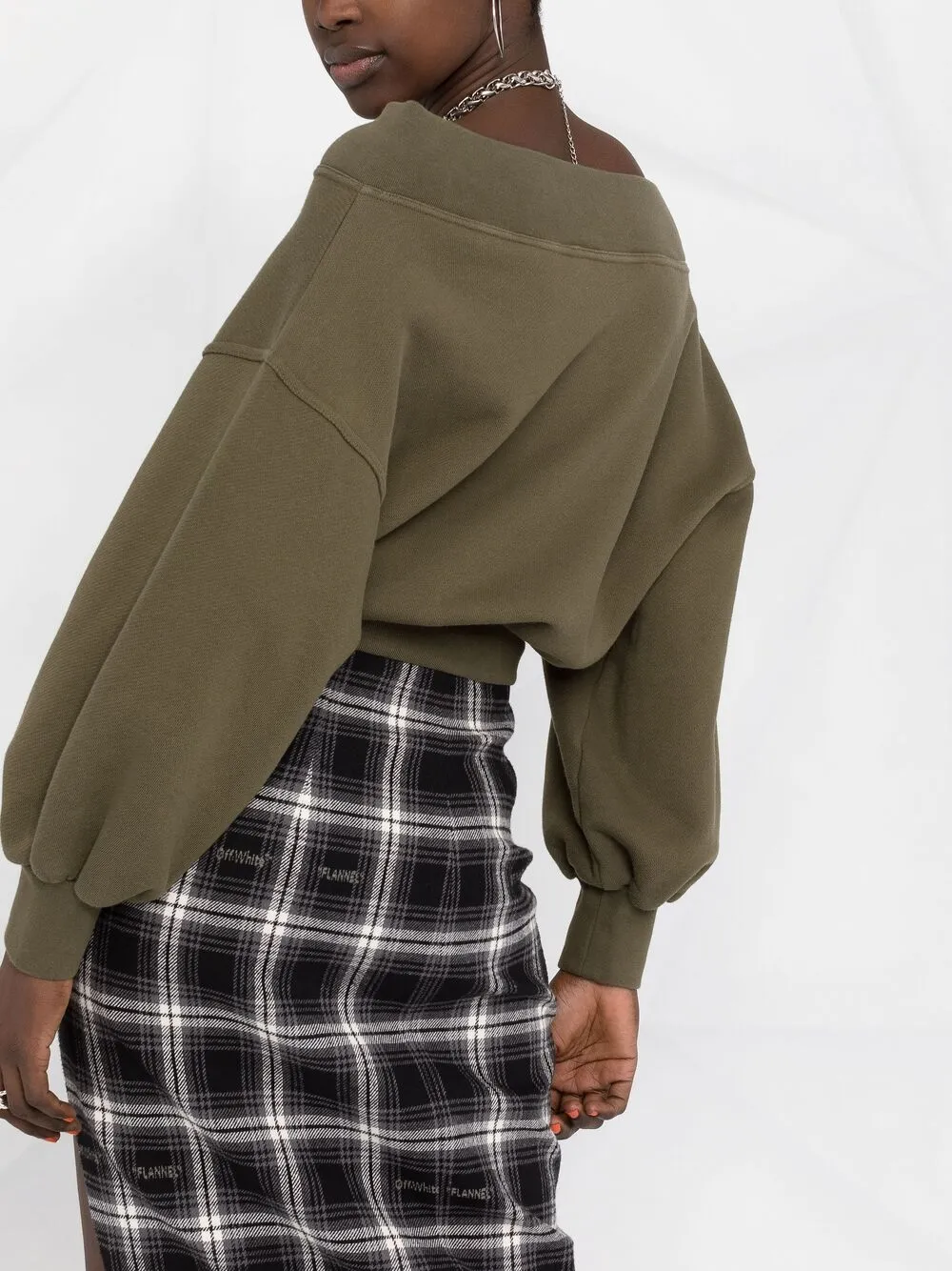  Palm Angels Schulterfreies Sweatshirt   Grün 