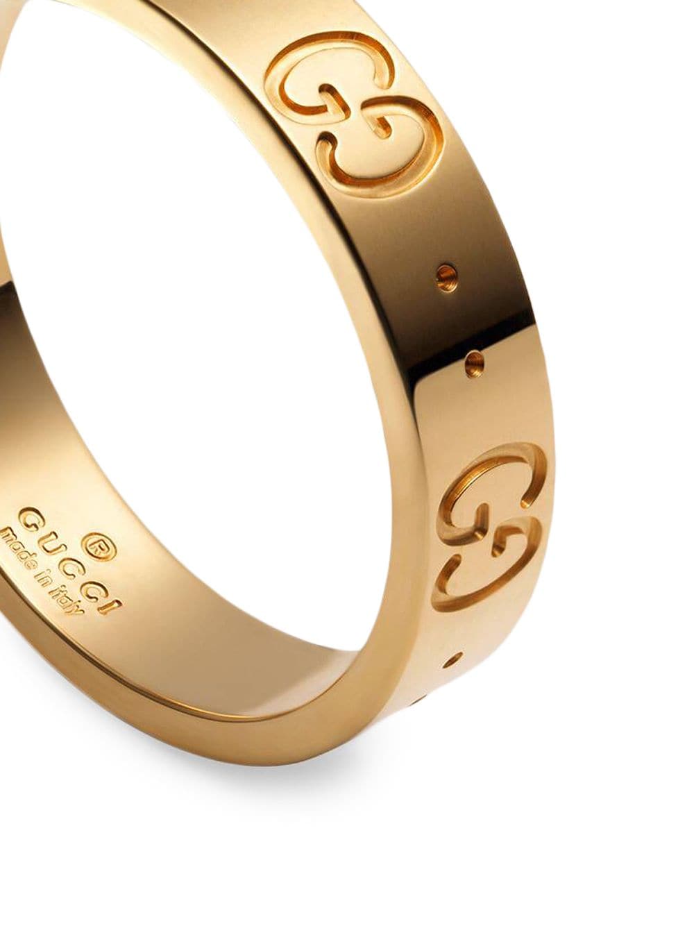 Shop Gucci 18kt Yellow Gold Icon Band Ring