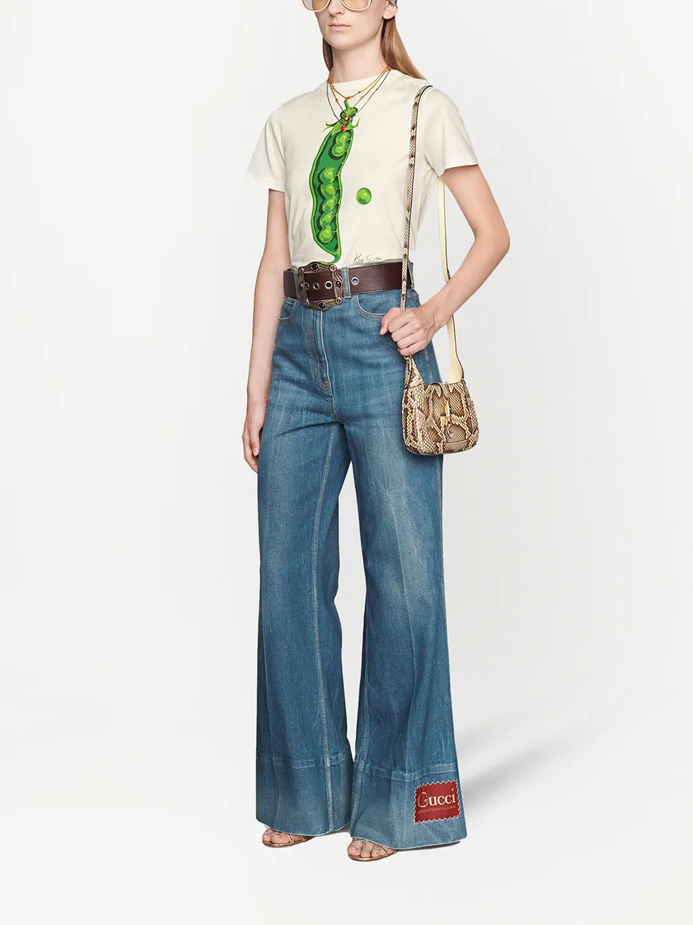 Gucci グッチ ロゴパッチ フレアジーンズ - FARFETCH