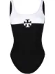 Image 1 of Tory Burch color-blocked logo swimsuit