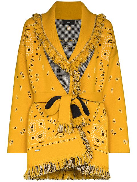 Alanui Bandana jacquard belted cardigan