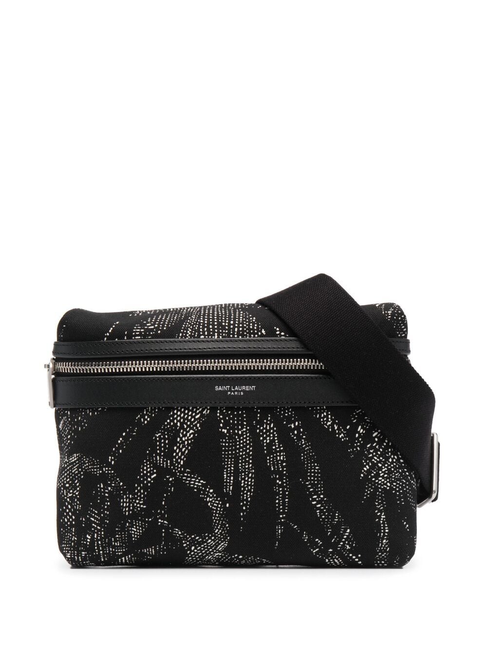 Saint Laurent Tropical Print Belt Bag In Black