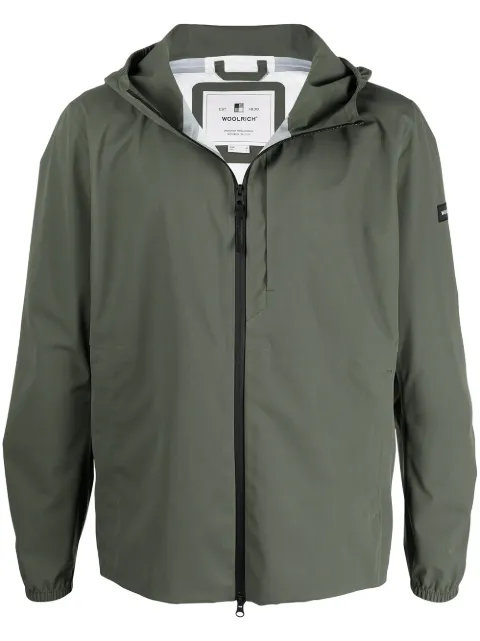 Woolrich logo-patch zip-up hooded jacket