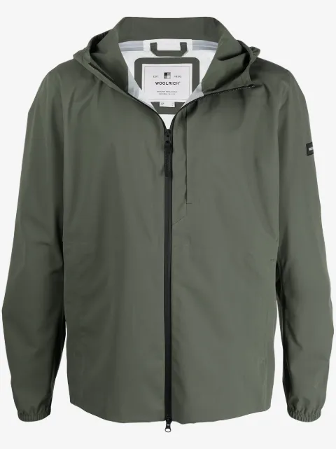 Woolrich logo-patch zip-up hooded jacket