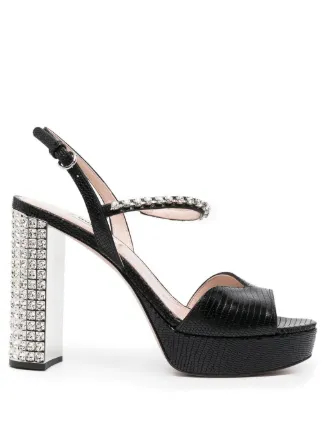 Miu Miu crystal embellished Embossed Sandals Farfetch