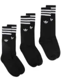 adidas signature three stripe 3 pack socks - Black