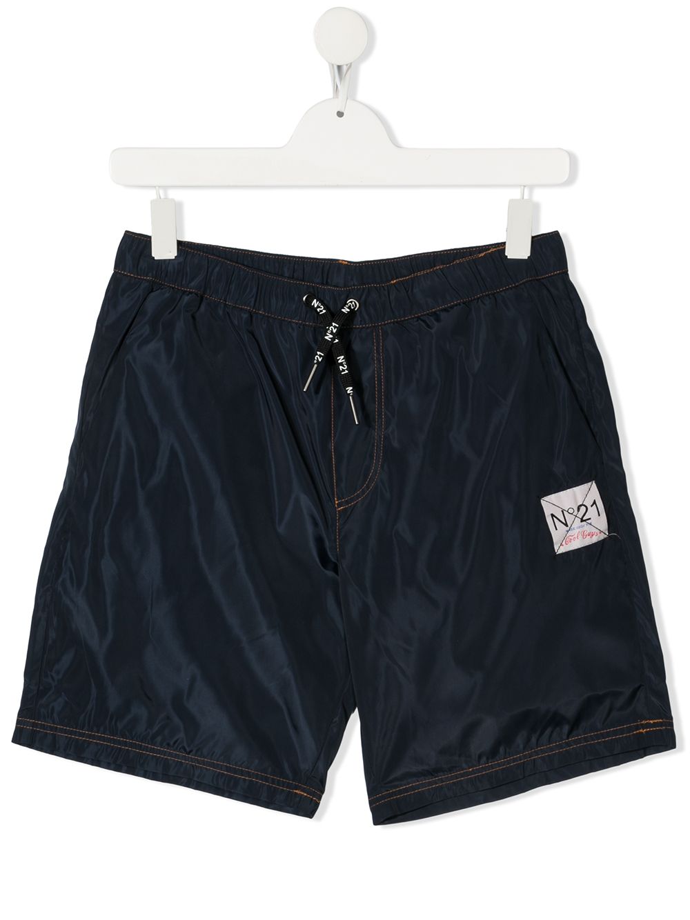 N°21 Teen Contrast Stitching Swim Shorts In Blue