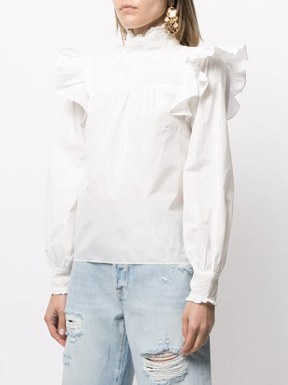 Cinq A Sept Blouse met ruches Wit