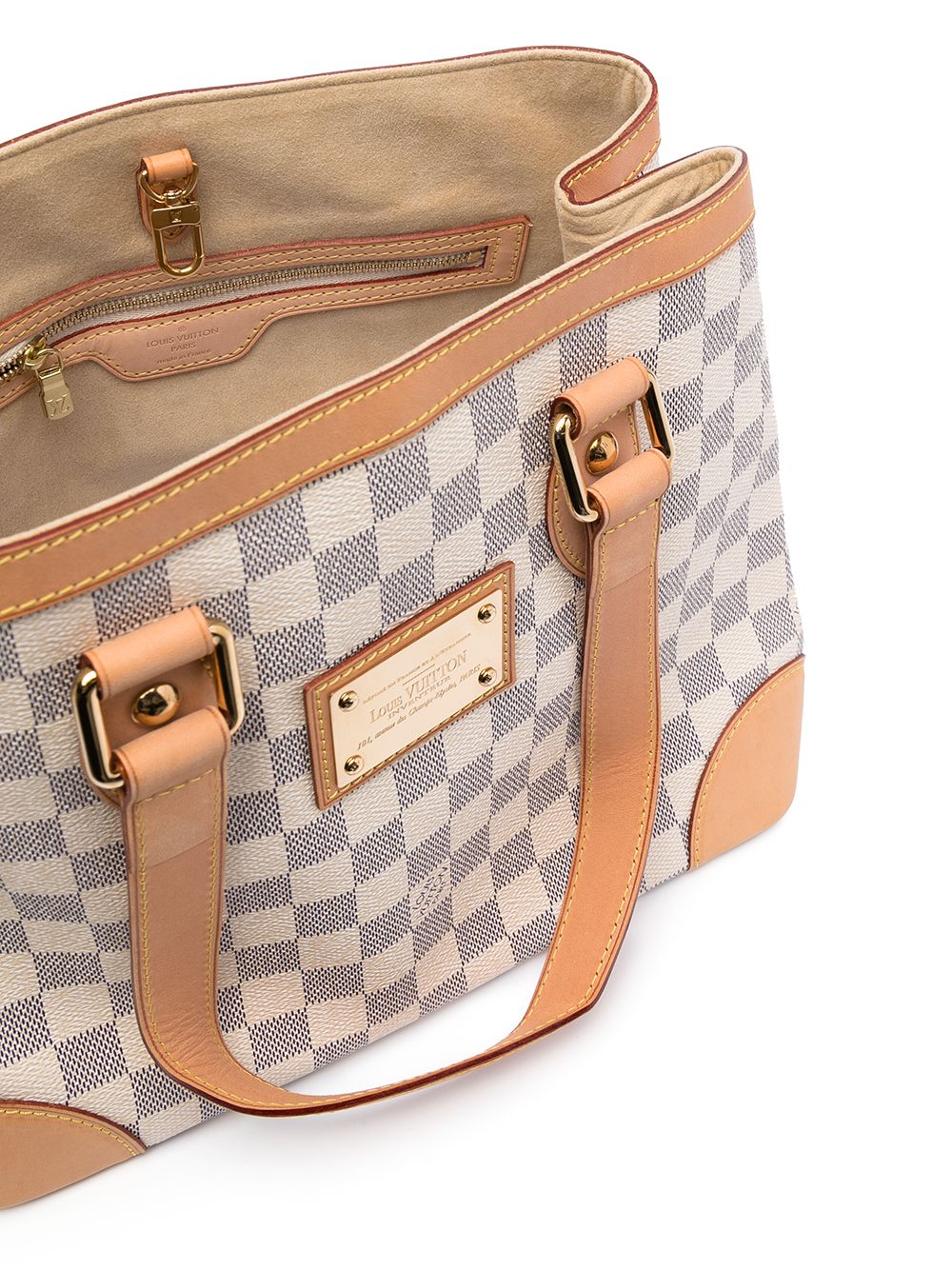 AuthenticLouis-Vuitton-Damier-Azur-Hampstead-PM-Hand-Bag-Ivory