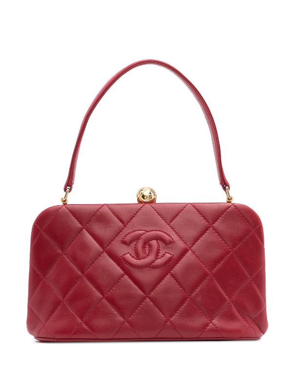 Chanel Pre Owned 1995 Cc Diamond Quilted Top Handle Bag Farfetch
