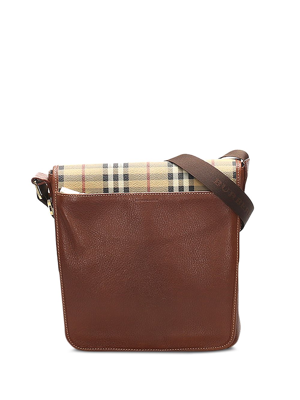 Pre-owned Burberry House Check Crossbody Bag In Brown