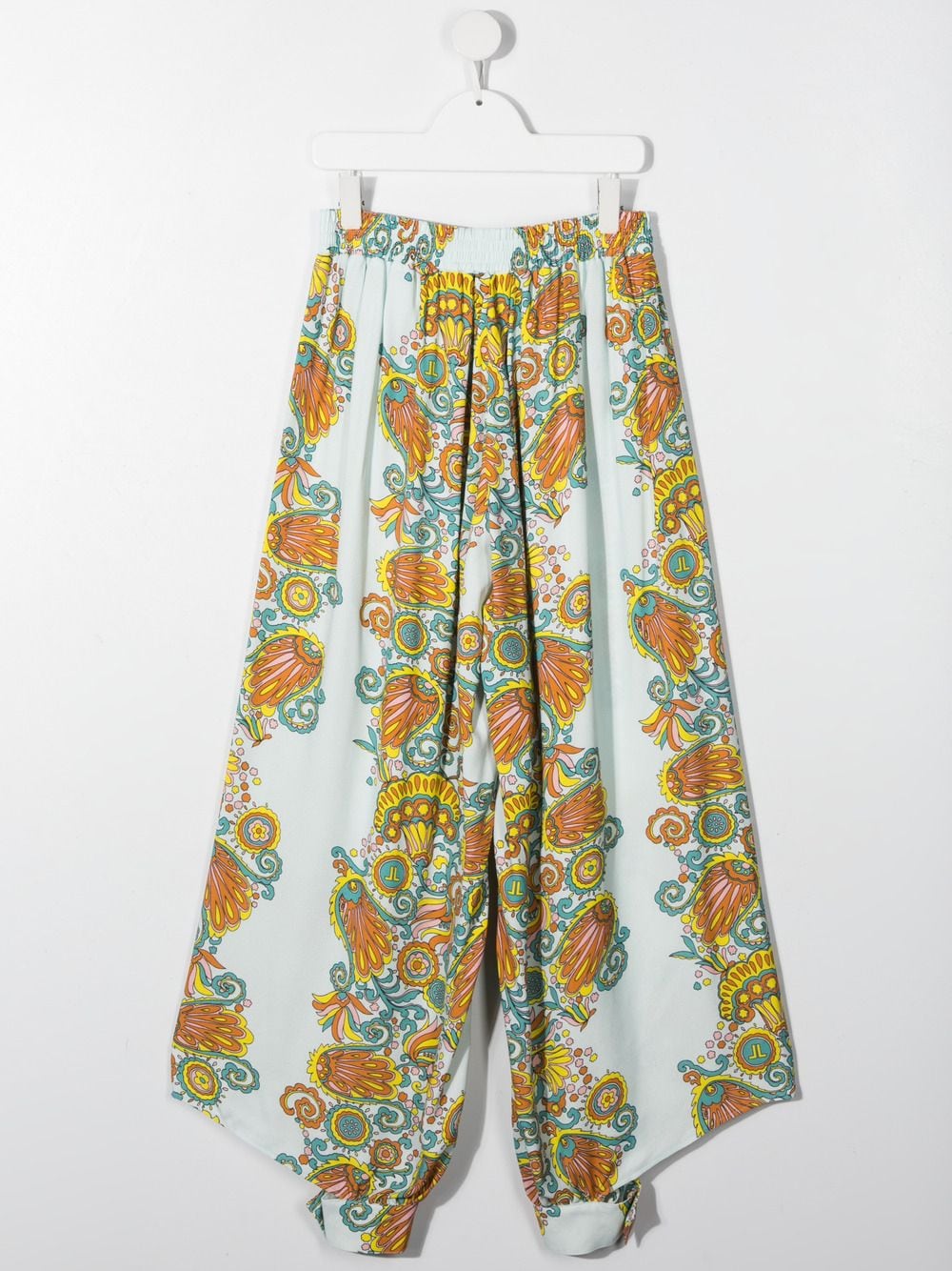 Shop Lanvin Enfant Floral-print Flared-leg Trousers In Blue