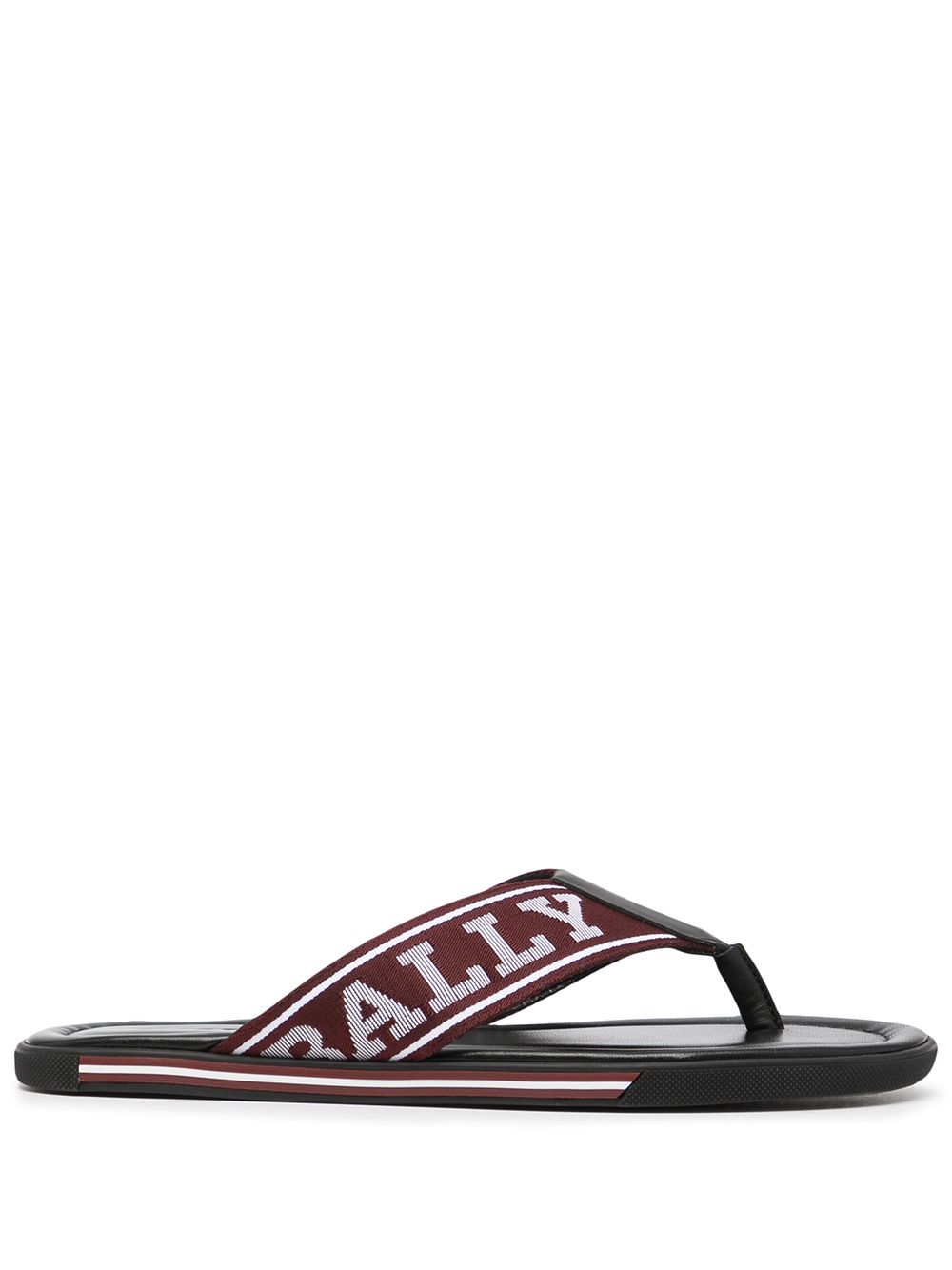 Shop Bally Border Logo Flip-flops In Red