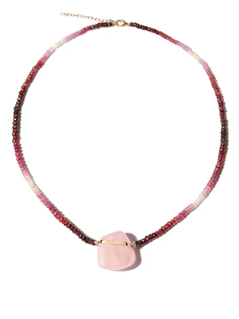 JIA JIA collar en oro amarillo de 14kt con cuentas de rubí y cuarzo