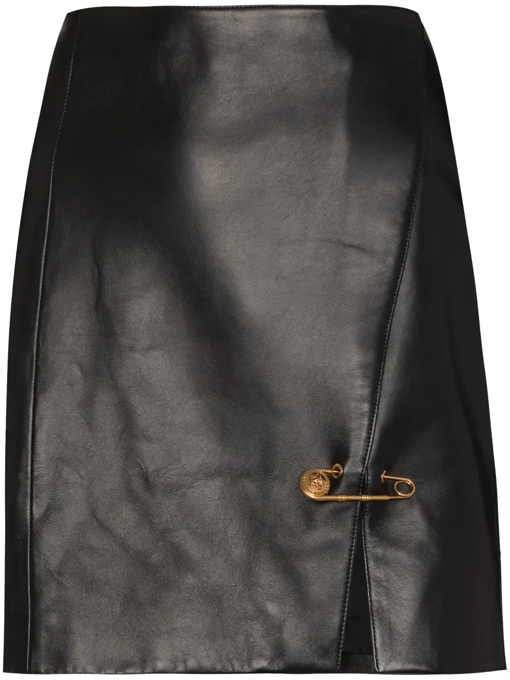 Versace Leather safetypin Wrap Mini Skirt Farfetch