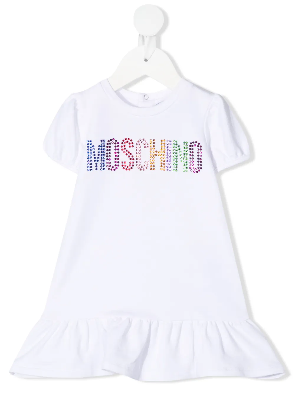 фото Moschino kids платье-футболка со стразами и логотипом