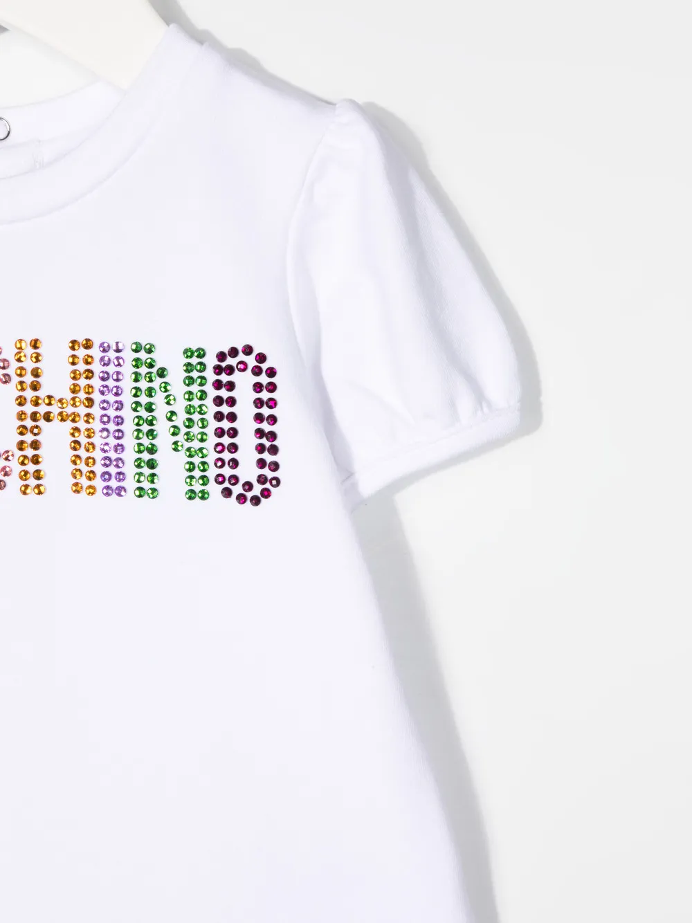 фото Moschino kids платье-футболка со стразами и логотипом