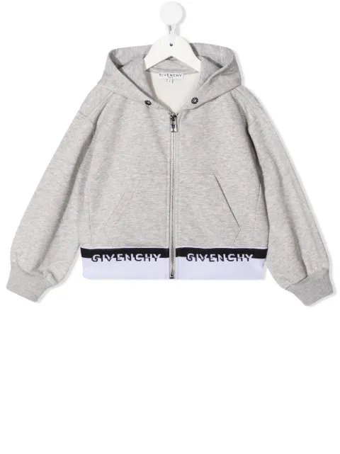 Givenchy Kids هودي قطن بشريط شعار الماركة