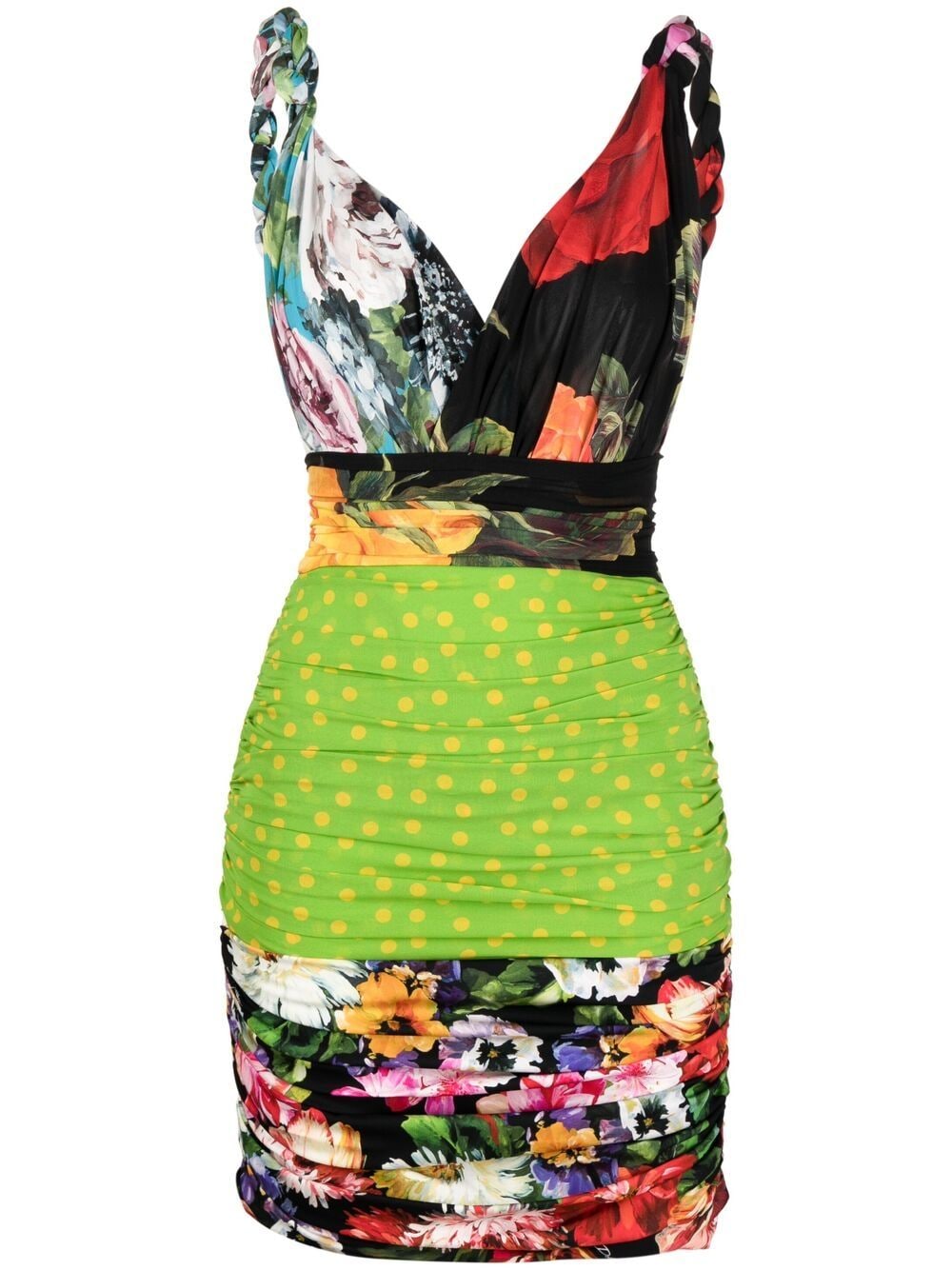 Image 1 of Dolce & Gabbana patchwork fitted mini dress